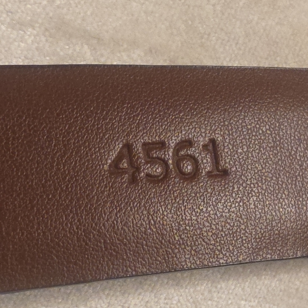 Paul Fredrick Embossed Italian Calfskin Two-Tone Leather Belt Size 36 - Picture 12 of 13